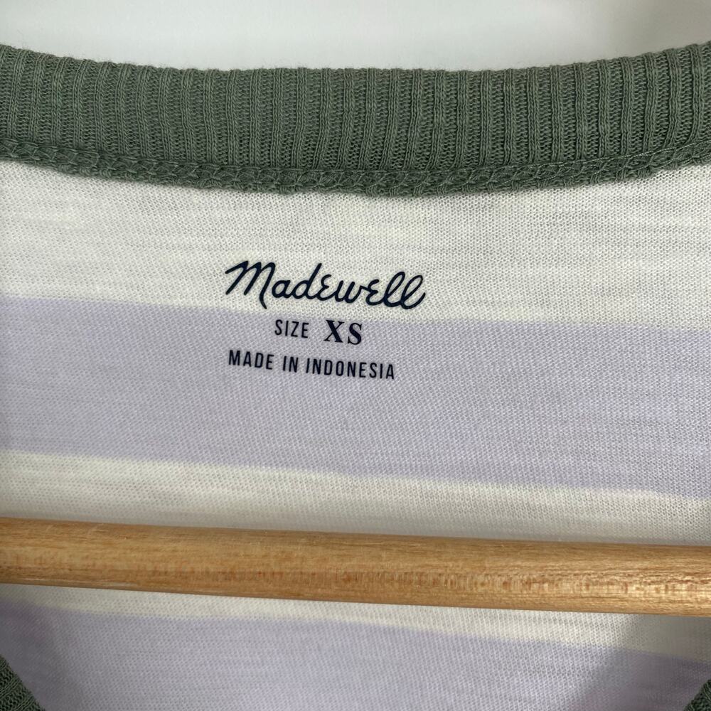 Madewell Top Women’s XS Whisper Cotton Rib-Crewneck Ringer Tee in Thurman Stripe - Picture 4 of 9
